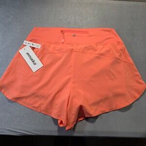 Marika Becca 3" Running Shorts Coral Orange Layered Zip Pocket Womens Large NEW